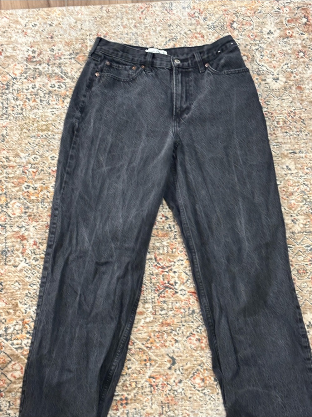 Abercrombie & Fitch Washed Black High-Rise Jeans